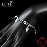 Boho Style Leaves&Clover Pendant Bracelet 925 Sterling Silver Women
