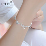 Boho Style Leaves&Clover Pendant Bracelet 925 Sterling Silver Women