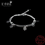 Boho Style Leaves&Clover Pendant Bracelet 925 Sterling Silver Women