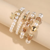 Bohemia Tree Of Life Charm Pearl Beaded Bracelet Set Starfish Chain Bangle
