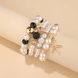Bohemia Tree Of Life Charm Pearl Beaded Bracelet Set Starfish Chain Bangle