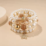 Bohemia Tree Of Life Charm Pearl Beaded Bracelet Set Starfish Chain Bangle