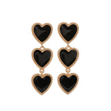 Boho Enamel Heart Dangle Earrings Red Statement for Party