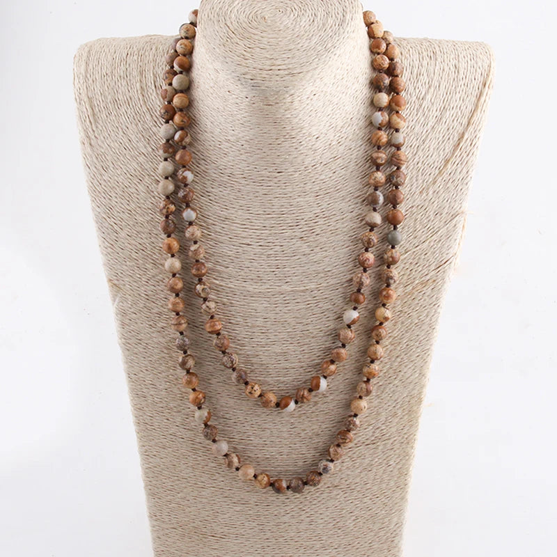 Bohemian Jewelry Long Knotted Halsband 125-128cm Double Wrap Necklace