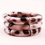 Bohemian Leopard Bamboo Bracelets For Women Vintage Resin Stretch Beads