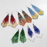 Bohemian Long Tassel Beads Earrings For Women Dangle Drop Jewelry