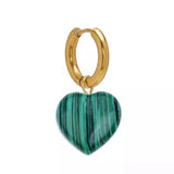 Malachite Hoop Earrings Set Stainless Steel Women's Jewelry