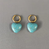 Malachite Hoop Earrings Set Stainless Steel Women's Jewelry