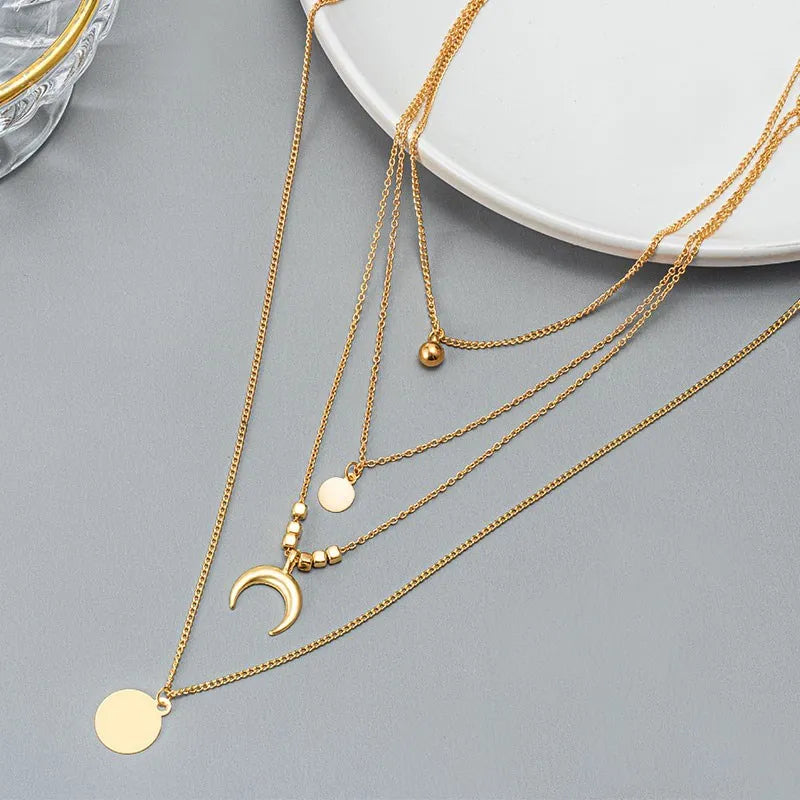 Bohemian Moon Portrait Pendant Necklaces For Women