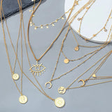 Bohemian Moon Portrait Pendant Necklaces For Women