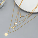 Bohemian Moon Portrait Pendant Necklaces For Women