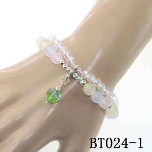 Bohemian Amethysts Olive Jades Bracelet Woman Girl Crystals Pendant