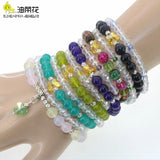 Bohemian Amethysts Olive Jades Bracelet Woman Girl Crystals Pendant