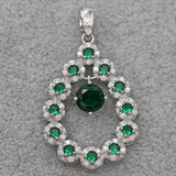 Bohemian Oval Pendant Plated Zirconia Red Green Necklace Wedding Jewelry