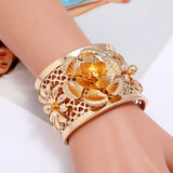 Bohemian Retro Ethnic Style Hollow Bracelet Floral Silver Jewelry Gift