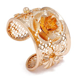 Bohemian Retro Ethnic Style Hollow Bracelet Floral Silver Jewelry Gift