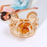 Bohemian Retro Ethnic Style Hollow Bracelet Floral Silver Jewelry Gift