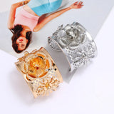 Bohemian Retro Ethnic Style Hollow Bracelet Floral Silver Jewelry Gift