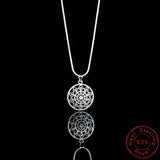 Bohemian Sun Flower Zircon Pendant Necklace 925 Sterling Silver Jewelry