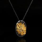Bohemian Sunstone Necklace Two-tone Geometric Star Pendant Necklace