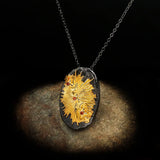 Bohemian Sunstone Necklace Two-tone Geometric Star Pendant Necklace