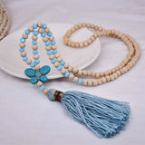 Bohemian Butterfly Pendant Beaded Pine Stone Necklace