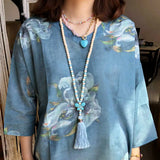 Bohemian Butterfly Pendant Beaded Pine Stone Necklace