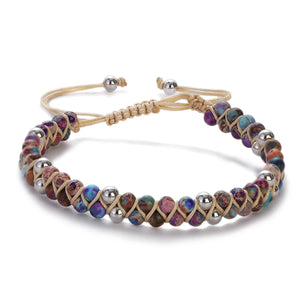 Boho 4mm African Jasper Double Layer Chakra Bracelet