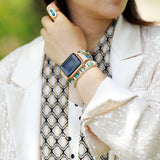 Boho Amazonite Aple Smart Watch Band 3X Wrap Vegan Rope Wristwatch Strap