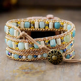 Boho Amazonite Aple Smart Watch Band 3X Wrap Vegan Rope Wristwatch Strap