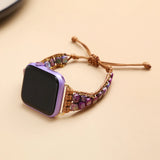Boho Amazonite Smart Watch Band Stone Beads Adjustable Wristband
