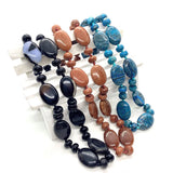 Boho Beaded Stone Necklace Malachite Amethyst Agate 13x18mm