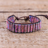 Boho Leather Wrap Bracelet Colorful Beads Strand