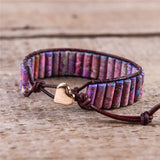 Boho Leather Wrap Bracelet Colorful Beads Strand