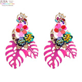 Boho Colorful Flower Resin Crystal Dangle Earrings
