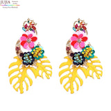Boho Colorful Flower Resin Crystal Dangle Earrings