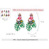 Boho Colorful Flower Resin Crystal Dangle Earrings