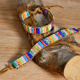 Boho Colorful Stone Chakra Bracelet Leather Wrap Ethnic Charm Jewelry