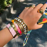 Boho DIY Rainbow Flower Bracelet for Women