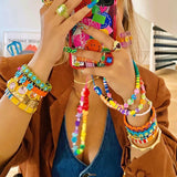Boho DIY Rainbow Flower Bracelet for Women