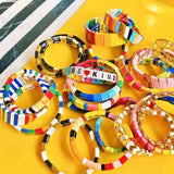 Boho DIY Rainbow Flower Bracelet for Women