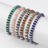 Boho Natural Stone Charms Bracelet Women Unisex Polymer Clay Beaded Rondelle