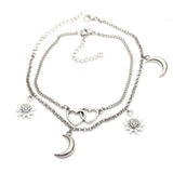 Boho Chain Heart Sun Moon Leg Foot Jewelry Anklets
