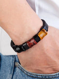 Tiger's Eye Leather Rope Men's Bracelet Gift