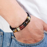 Tiger's Eye Leather Rope Men's Bracelet Gift