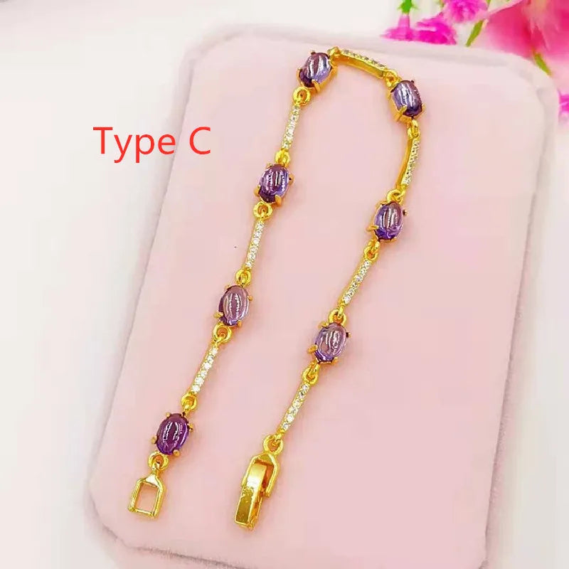 Brass Gold-Plated Gemstone Bracelet, Jewelry Source