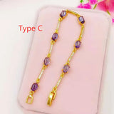 Brass Gold-Plated Gemstone Bracelet, Jewelry Source