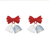 Bow Crystal Earrings Red High Sense S925 Silver Needle Stud Earrings