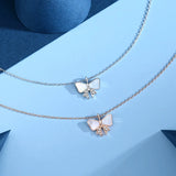 Bow Necklace S925 Sterling Silver Girl Heart Clavicle Chain Rose Girlfriends