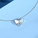 Bow Necklace S925 Sterling Silver Girl Heart Clavicle Chain Rose Girlfriends